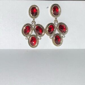 Napier VINTAGE Ruby Red gold Chandelier earrings statement